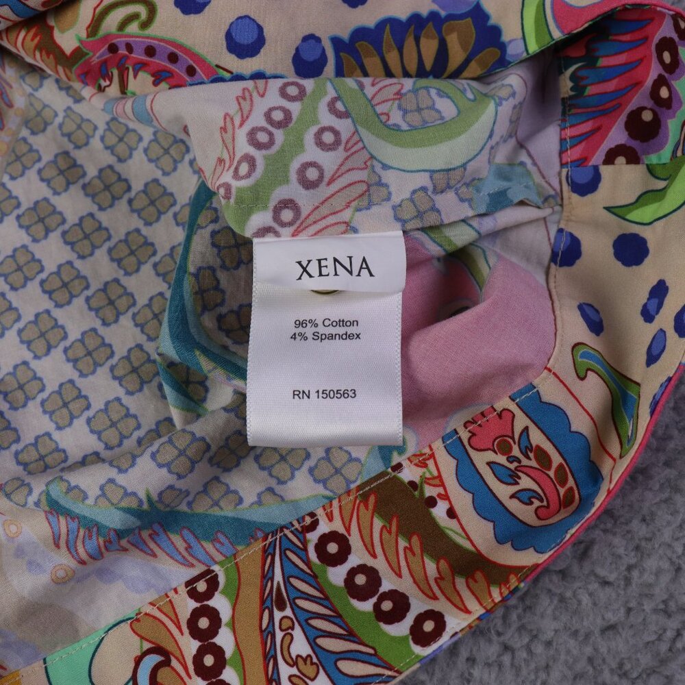 Hinson Wu Xena Blouse Womens Small Brown Multicolor Paisley 3/4 Sleeve Preppy - Picture 6 of 12